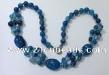CGN294 24.5 inches chinese crystal & blue agate beaded necklaces