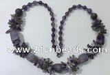 CGN301 27.5 inches chinese crystal & amethyst beaded necklaces