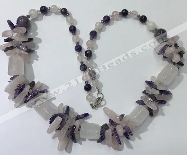 CGN302 27.5 inches chinese crystal & mixed quartz beaded necklaces