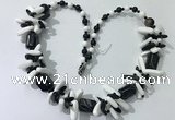 CGN317 chinese crystal, white porcelain & black agate beaded necklaces