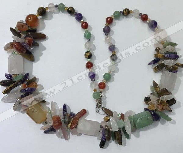 CGN318 27.5 inches chinese crystal & mixed gemstone beaded necklaces