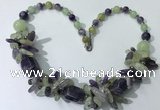 CGN330 20.5 inches chinese crystal & mixed gemstone beaded necklaces