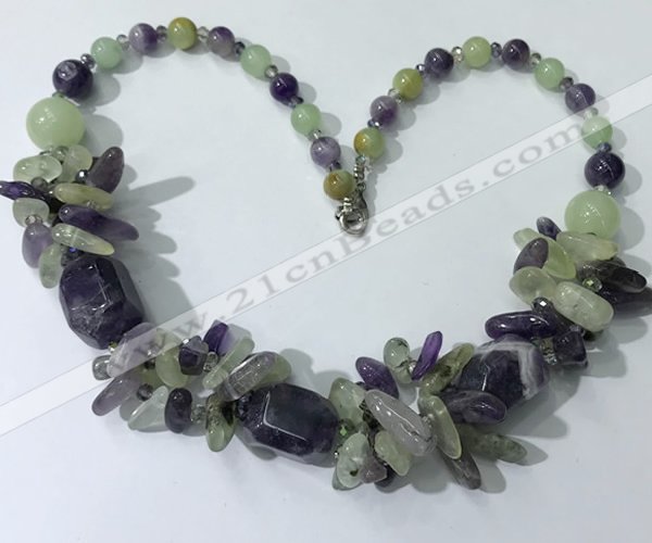 CGN330 20.5 inches chinese crystal & mixed gemstone beaded necklaces