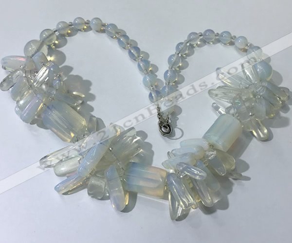 CGN334 20.5 inches chinese crystal & opal beaded necklaces