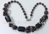 CGN341 20.5 inches chinese crystal & garnet beaded necklaces