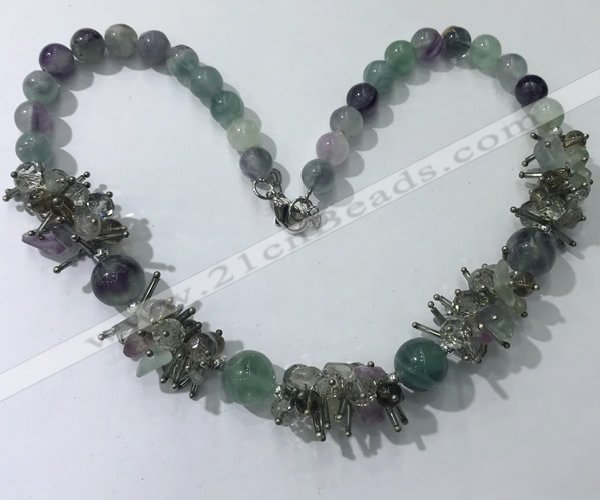 CGN353 19.5 inches chinese crystal & fluorite beaded necklaces