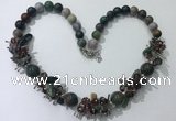 CGN357 19.5 inches chinese crystal & Indian agate beaded necklaces