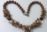 CGN359 19.5 inches chinese crystal & goldstone beaded necklaces