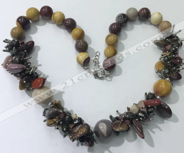 CGN361 19.5 inches chinese crystal & mookaite beaded necklaces