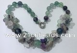 CGN371 19.5 inches round & chips fluorite beaded necklaces