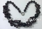 CGN375 19.5 inches round & chips garnet beaded necklaces