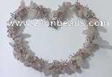 CGN400 19.5 inches chinese crystal & rose quartz chips beaded necklaces