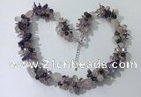 CGN404 19.5 inches chinese crystal & mixed quartz chips beaded necklaces