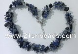 CGN412 19.5 inches chinese crystal & black agate chips beaded necklaces