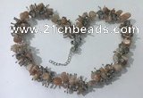 CGN415 19.5 inches chinese crystal & moonstone chips beaded necklaces