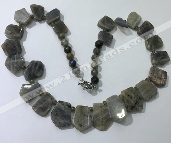 CGN431 20 inches freeform labradorite gemstone beaded necklaces