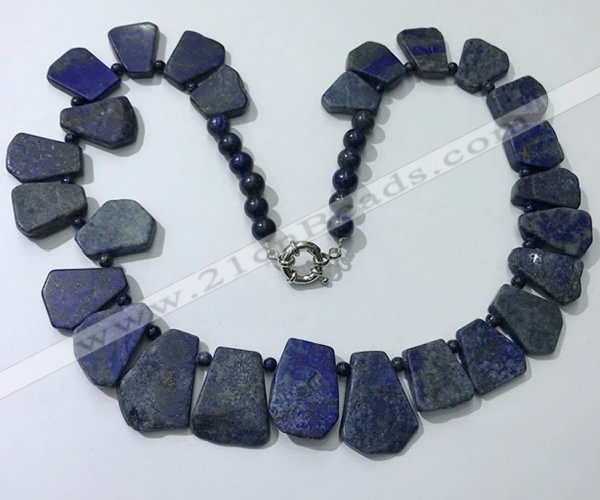 CGN432 20 inches freeform lapis lazuli gemstone beaded necklaces