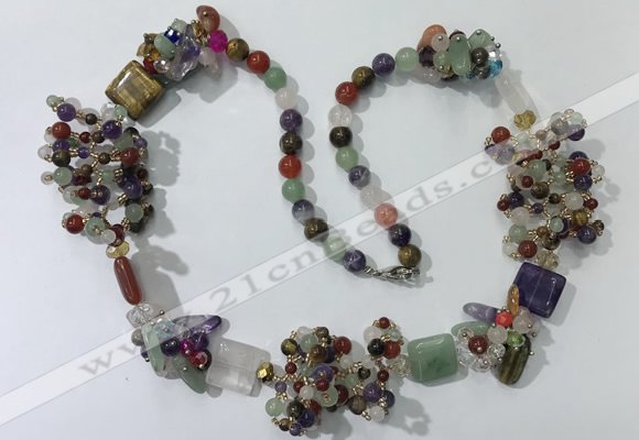 CGN452 25.5 inches chinese crystal & mixed gemstone beaded necklaces