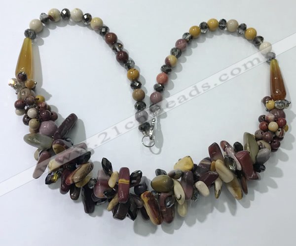 CGN463 22 inches chinese crystal & mookaite beaded necklaces