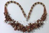 CGN464 22 inches chinese crystal & goldstone beaded necklaces