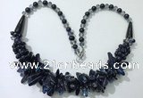 CGN466 22 inches chinese crystal & blue goldstone beaded necklaces