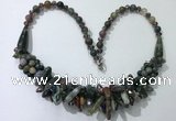 CGN467 22 inches chinese crystal & Indian agate beaded necklaces