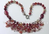 CGN479 21.5 inches chinese crystal & striped agate beaded necklaces