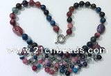 CGN486 21.5 inches chinese crystal & striped agate beaded necklaces