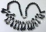 CGN497 21 inches chinese crystal & striped agate beaded necklaces