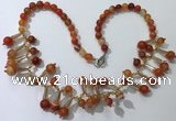 CGN499 21 inches chinese crystal & striped agate beaded necklaces