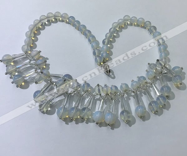 CGN500 21 inches chinese crystal & opal beaded necklaces