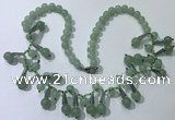 CGN501 21 inches chinese crystal & green aventurine beaded necklaces