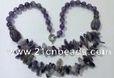 CGN515 23.5 inches chinese crystal & amethyst beaded necklaces