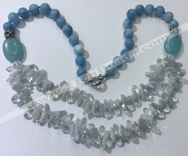 CGN516 23.5 inches chinese crystal & mixed gemstone beaded necklaces