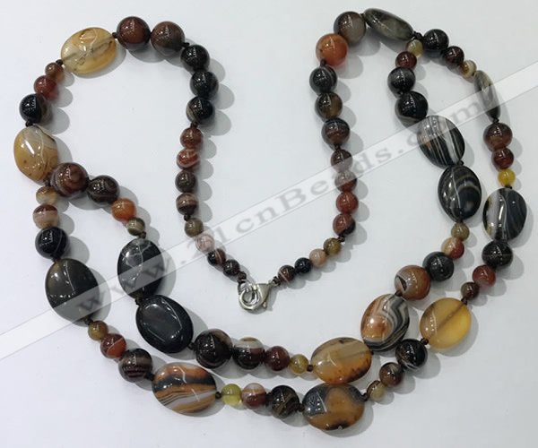 CGN549 23.5 inches striped agate gemstone beaded necklaces