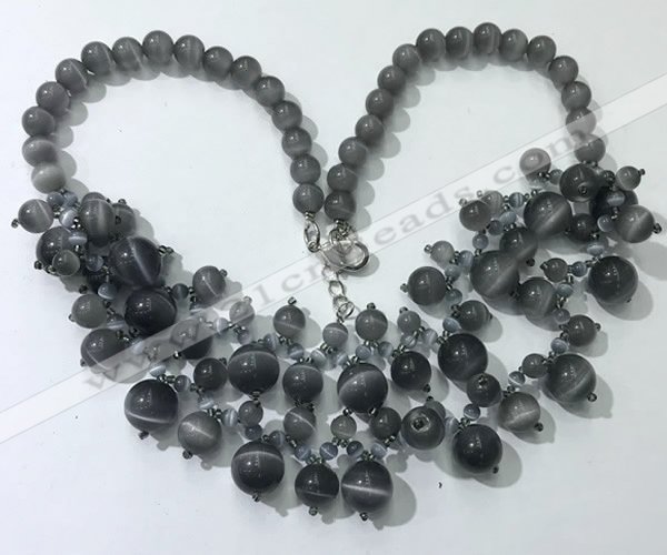 CGN557 19.5 inches stylish 4mm - 12mm cat eye beaded necklaces