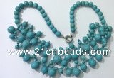 CGN559 19.5 inches stylish 4mm - 12mm imitation turquoise beaded necklaces