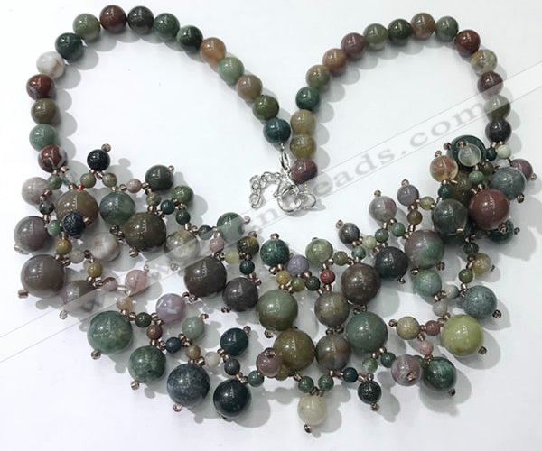 CGN572 19.5 inches stylish 4mm - 12mm Indian agate beaded necklaces