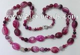 CGN584 23.5 inches striped agate gemstone beaded necklaces