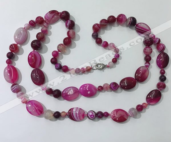 CGN584 23.5 inches striped agate gemstone beaded necklaces