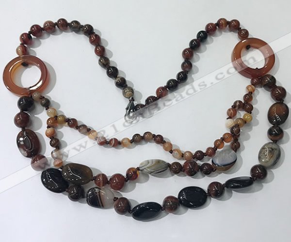 CGN602 23.5 inches striped agate gemstone beaded necklaces