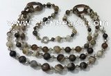 CGN611 24 inches chinese crystal & striped agate beaded necklaces