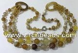 CGN612 24 inches chinese crystal & striped agate beaded necklaces