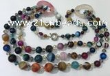 CGN614 24 inches chinese crystal & striped agate beaded necklaces