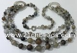 CGN620 24 inches chinese crystal & striped agate beaded necklaces