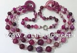 CGN623 24 inches chinese crystal & striped agate beaded necklaces