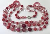 CGN624 24 inches chinese crystal & striped agate beaded necklaces