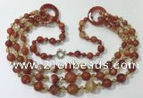 CGN625 24 inches chinese crystal & striped agate beaded necklaces