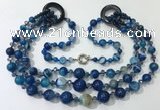 CGN627 24 inches chinese crystal & striped agate beaded necklaces