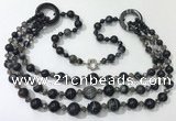 CGN631 24 inches chinese crystal & striped agate beaded necklaces